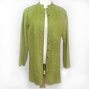 Chico's Sz 1 (Reg M)  Olive GreenJacquard Coat